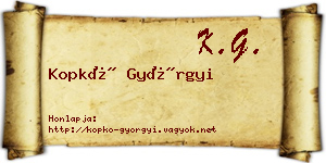 Kopkó Györgyi névjegykártya